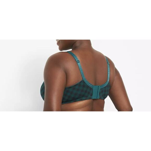 Cacique 46DD Bra Full Coverage Lightly Lined Green Black Check Garden Check - Picture 3 of 11